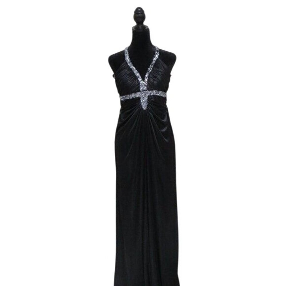 City Triangles Black sleeveless embellished jeweled evening gown formal blacktie